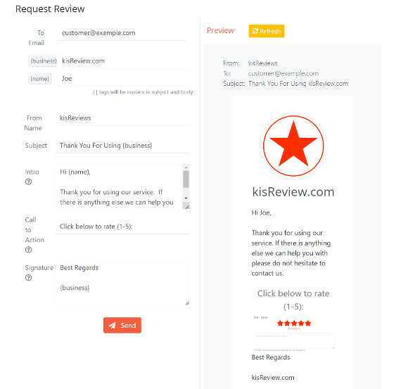 Send email to collect reviews